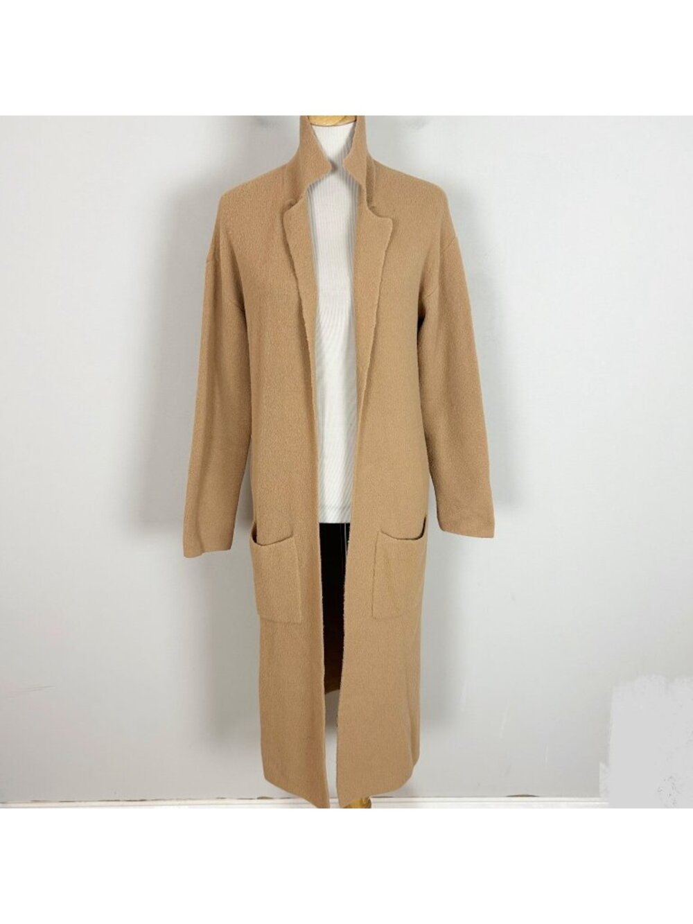 Express Long Cardigan Sweater Coat Coatigan Camel Brown Fuzzy Size Small Women's